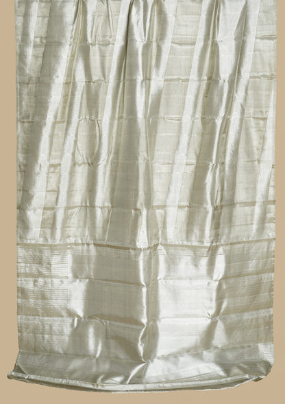 Kanchipuram Silk Tissue Lines Silver Saree