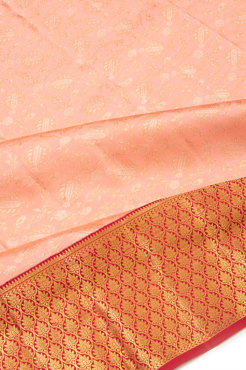 Kanchipuram Silk Brocade Peach Saree