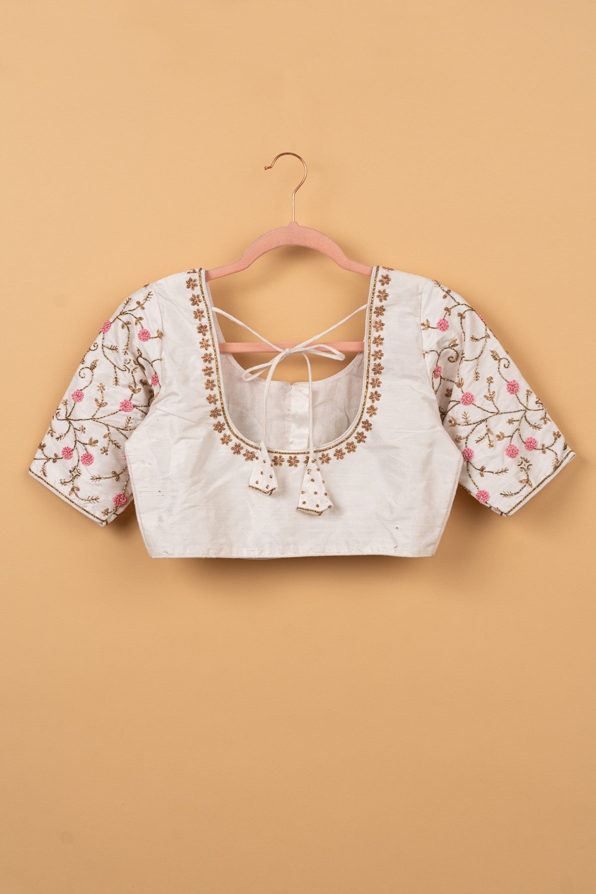 Raw Silk Readymade Padded Cream Blouse Size 38