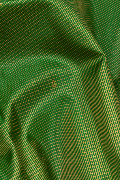 Kanchipuram Silk Horizontal Lines And Butta Green Saree