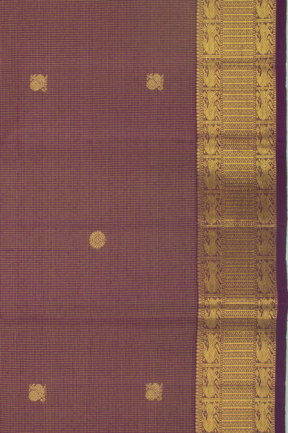 Kanchipuram Silk Checks And Butta Purple Saree