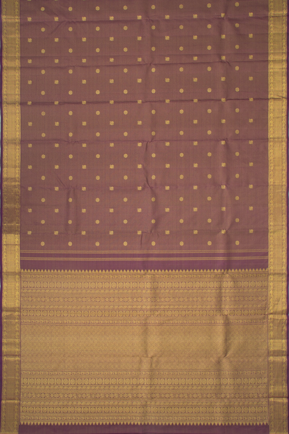 Kanchipuram Silk Checks And Butta Purple Saree
