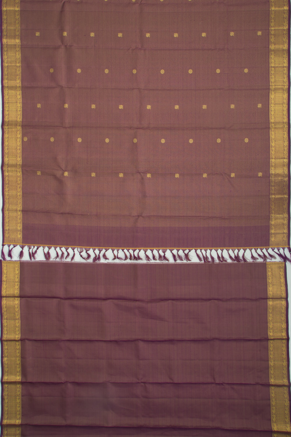 Kanchipuram Silk Checks And Butta Purple Saree