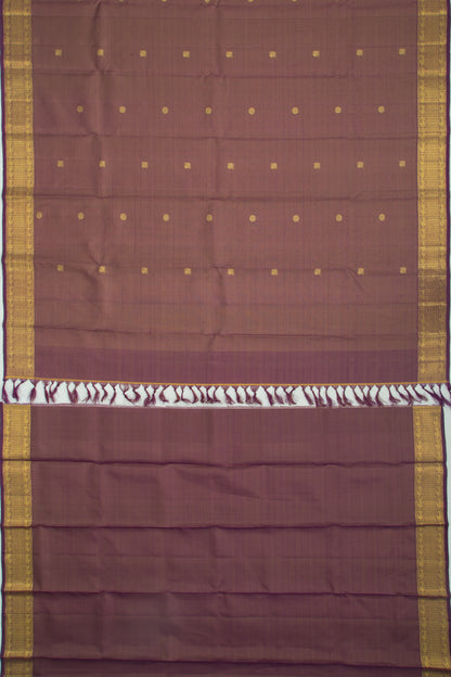 Kanchipuram Silk Checks And Butta Purple Saree
