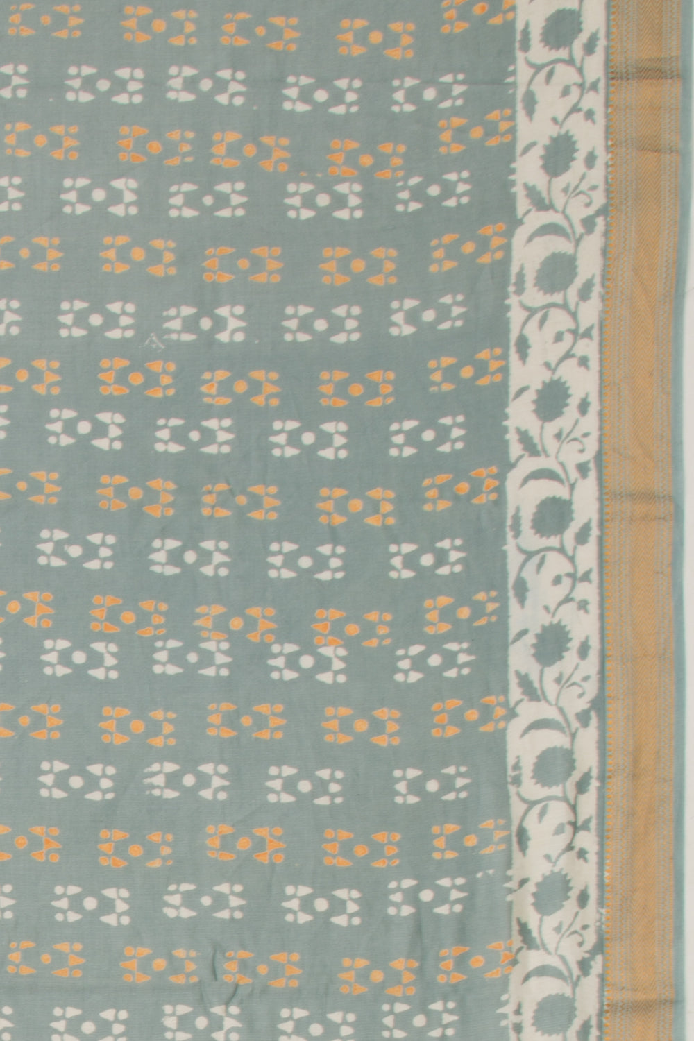 Chanderi Silk Batik Printed Sage Green Saree