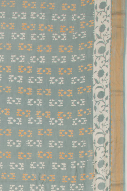 Chanderi Silk Batik Printed Sage Green Saree
