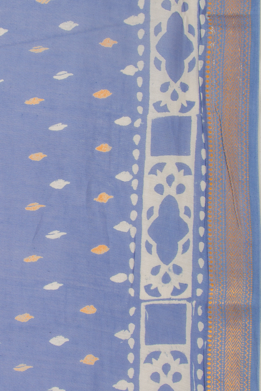 Chanderi Silk Batik Printed Pastel Blue Saree