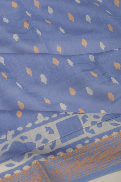 Chanderi Silk Batik Printed Pastel Blue Saree