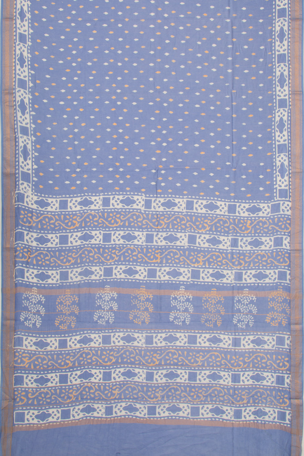 Chanderi Silk Batik Printed Pastel Blue Saree