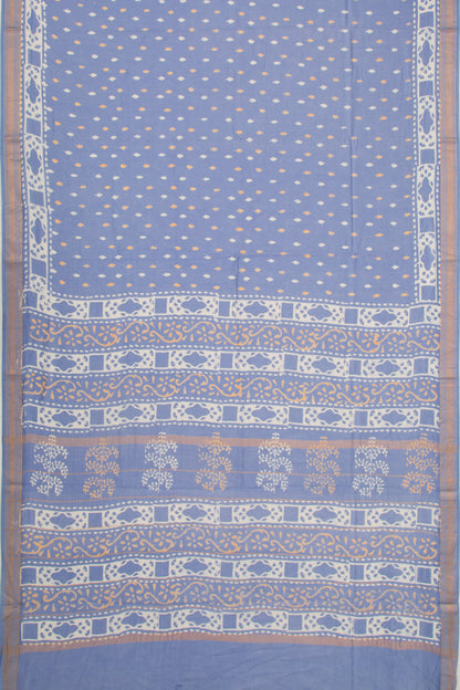 Chanderi Silk Batik Printed Pastel Blue Saree