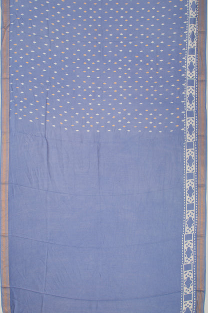 Chanderi Silk Batik Printed Pastel Blue Saree