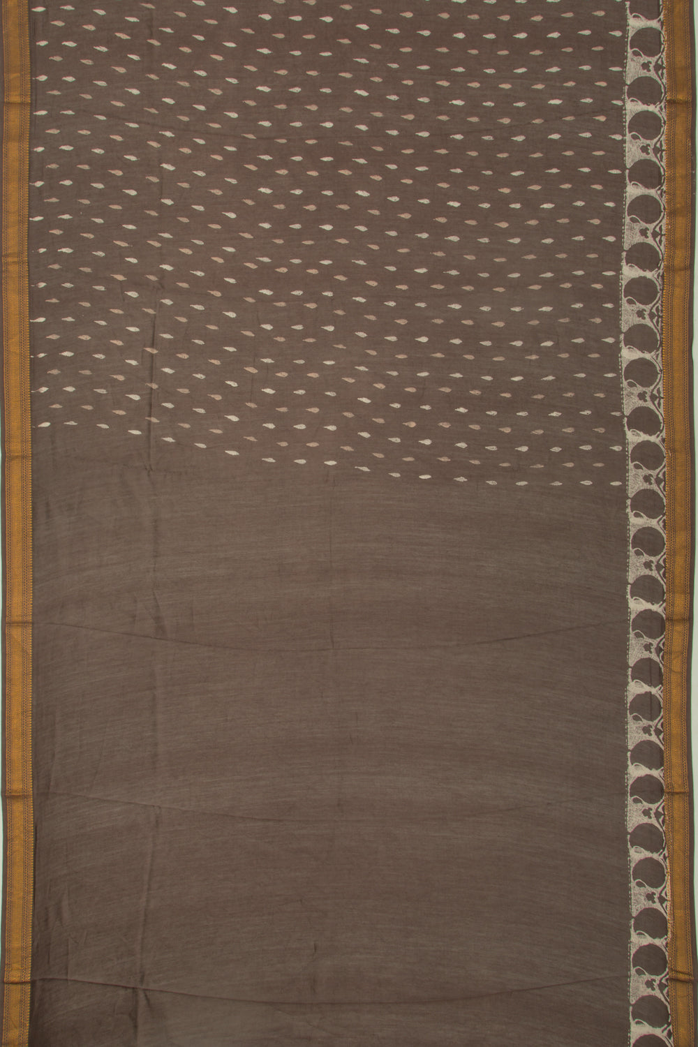 Chanderi Silk Batik Printed Brown Saree