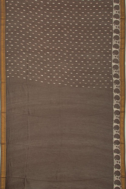 Chanderi Silk Batik Printed Brown Saree