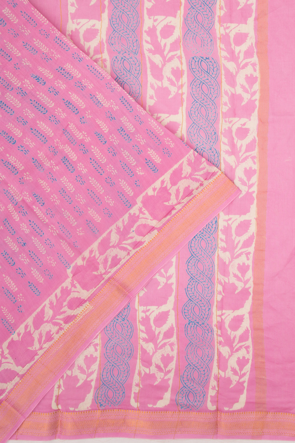 Chanderi Silk Batik Printed Pink Saree