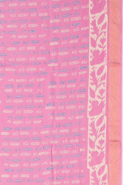 Chanderi Silk Batik Printed Pink Saree
