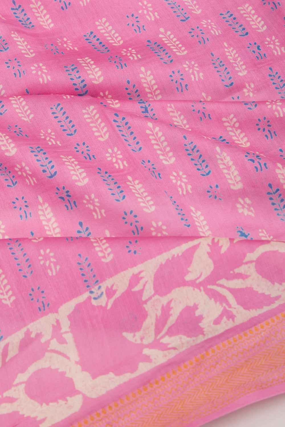 Chanderi Silk Batik Printed Pink Saree