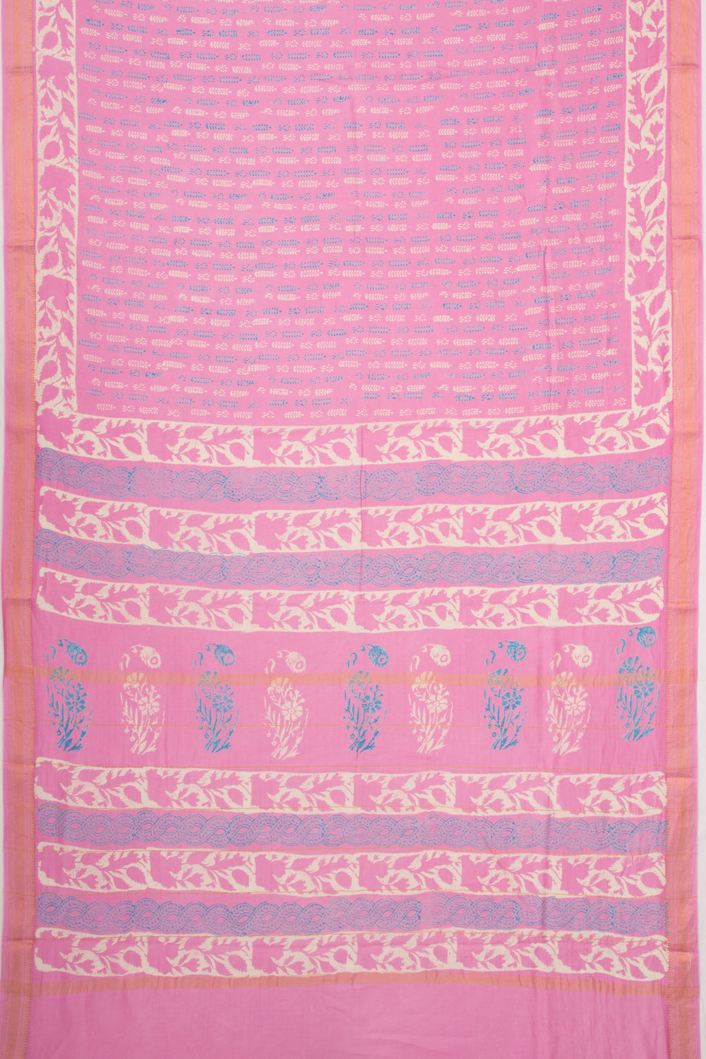 Chanderi Silk Batik Printed Pink Saree