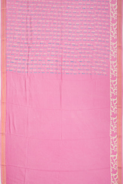 Chanderi Silk Batik Printed Pink Saree