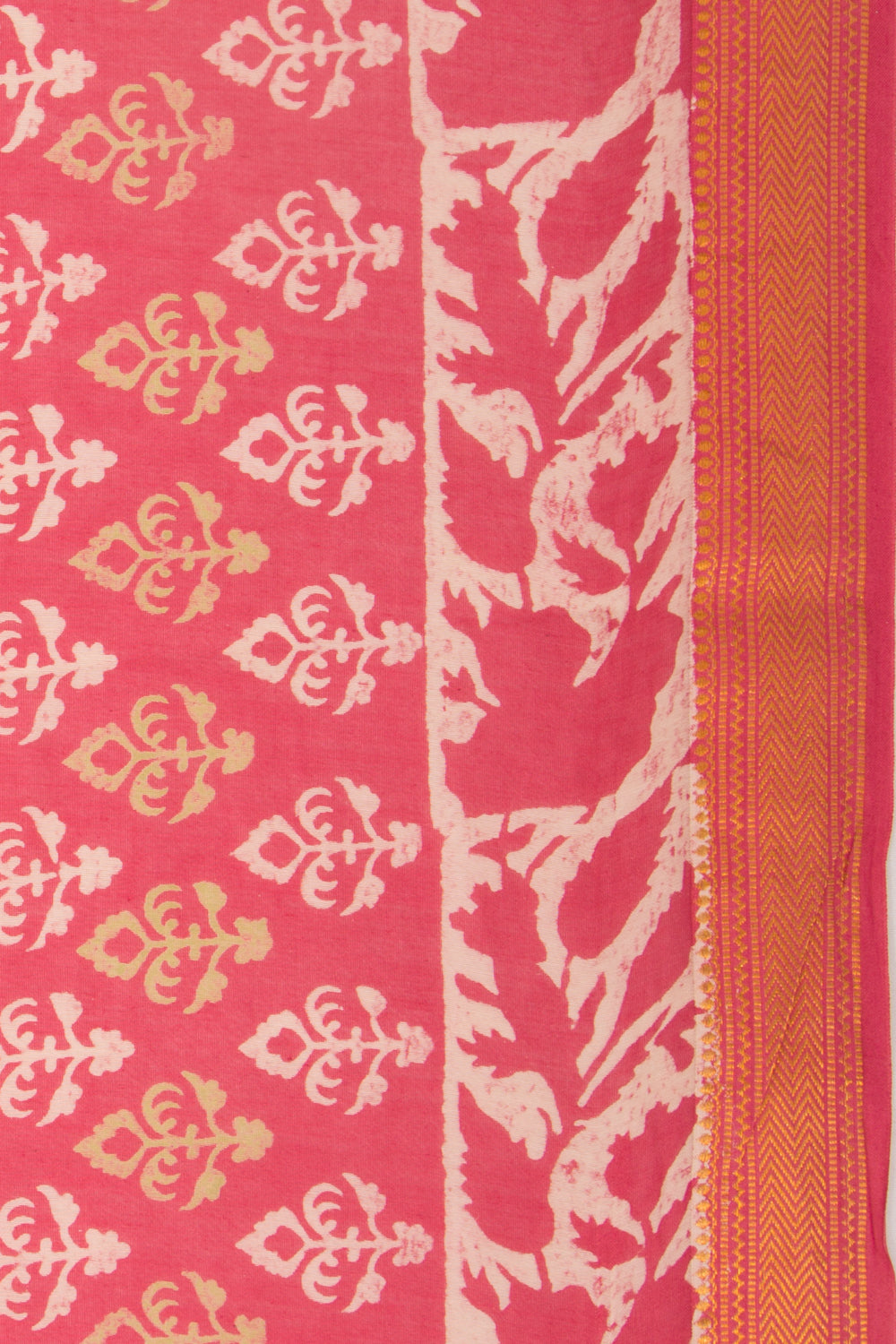 Chanderi Silk Batik Printed Pink Saree