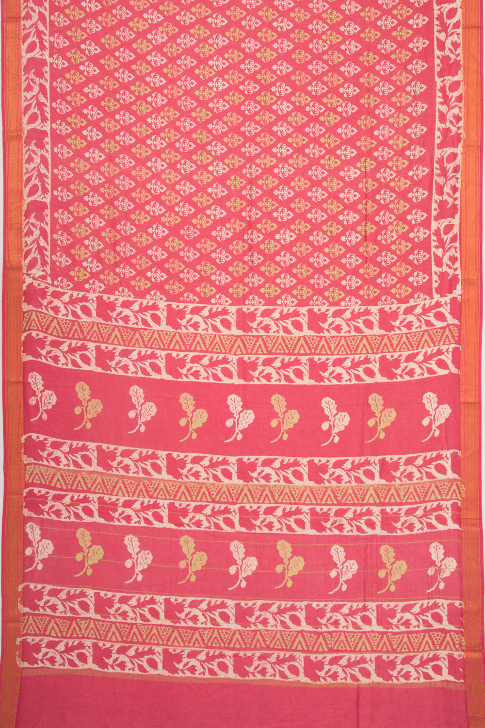 Chanderi Silk Batik Printed Pink Saree