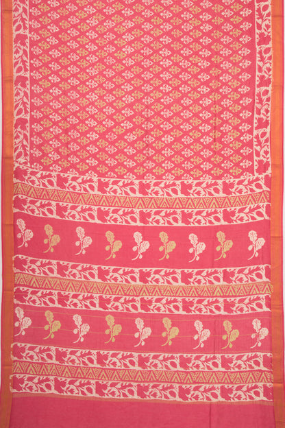Chanderi Silk Batik Printed Pink Saree
