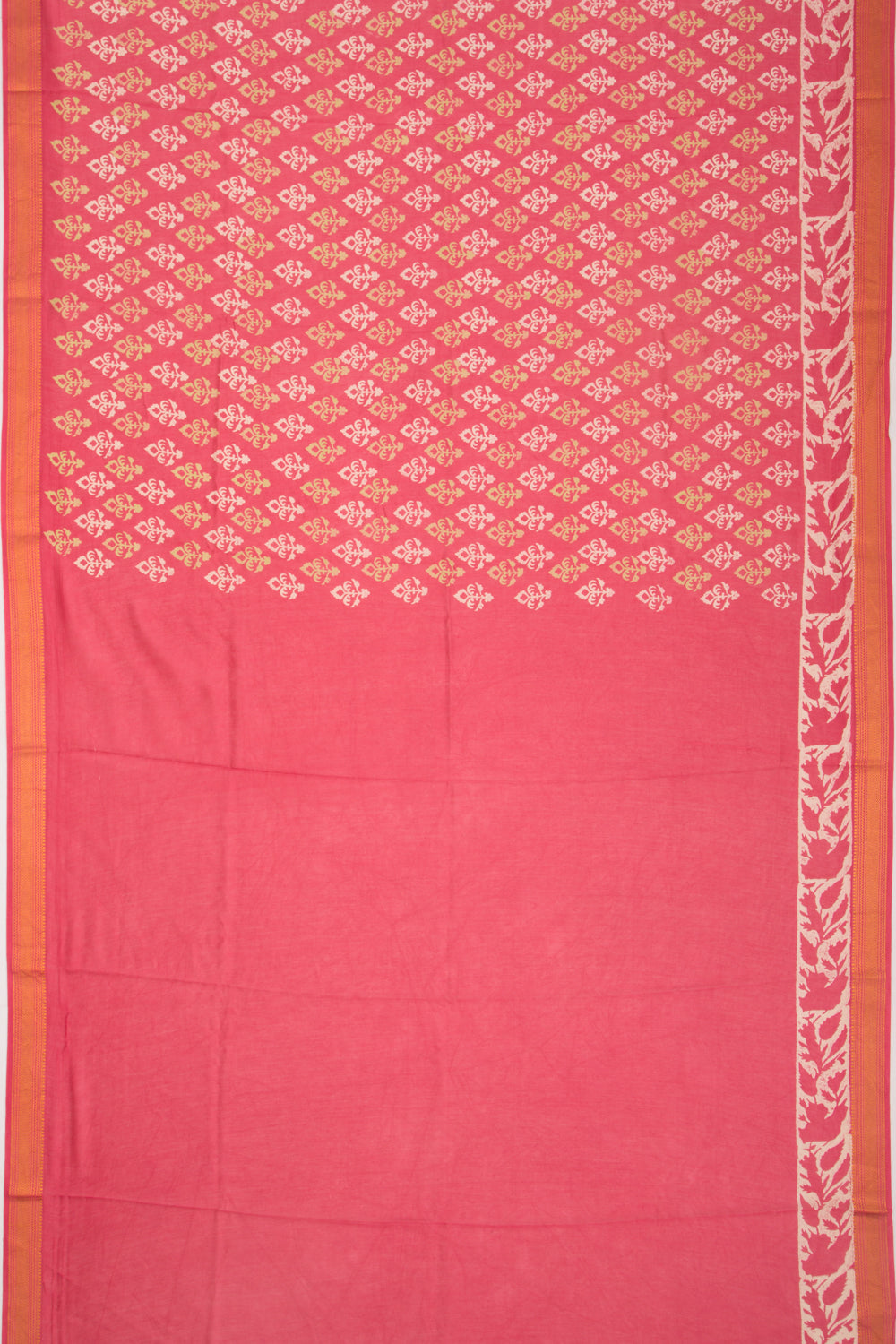 Chanderi Silk Batik Printed Pink Saree