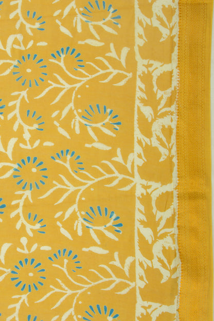 Chanderi Silk Batik Printed Yellow Saree