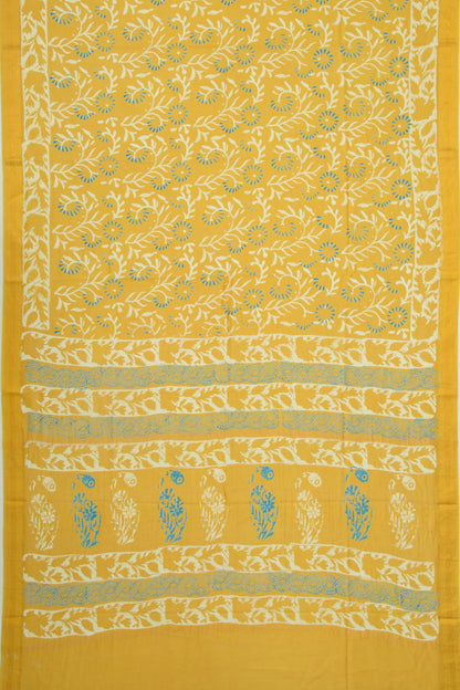 Chanderi Silk Batik Printed Yellow Saree