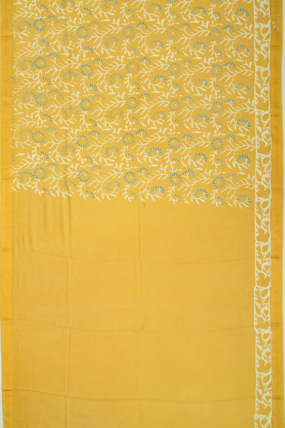 Chanderi Silk Batik Printed Yellow Saree