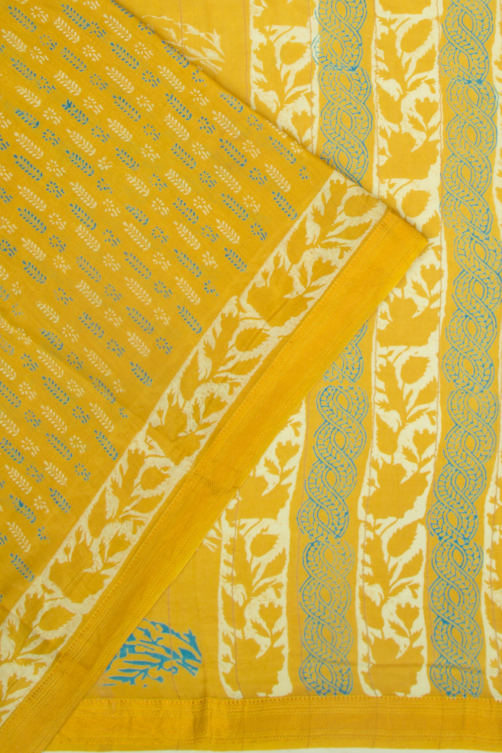Chanderi Silk Batik Printed Yellow Saree