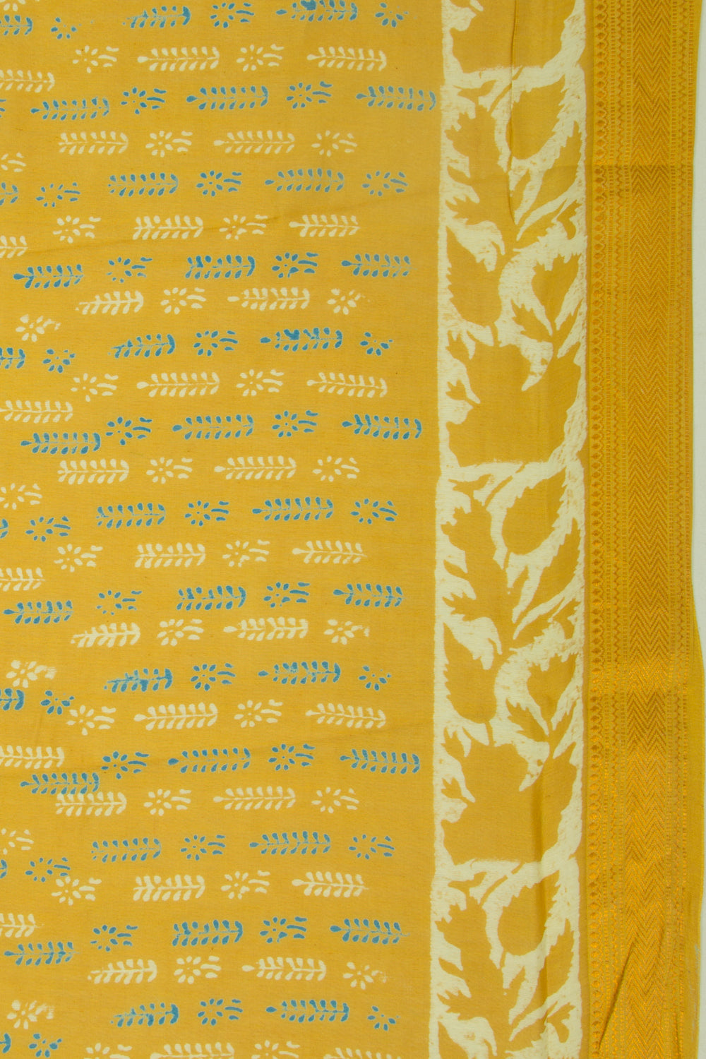 Chanderi Silk Batik Printed Yellow Saree