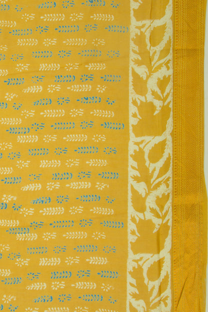 Chanderi Silk Batik Printed Yellow Saree