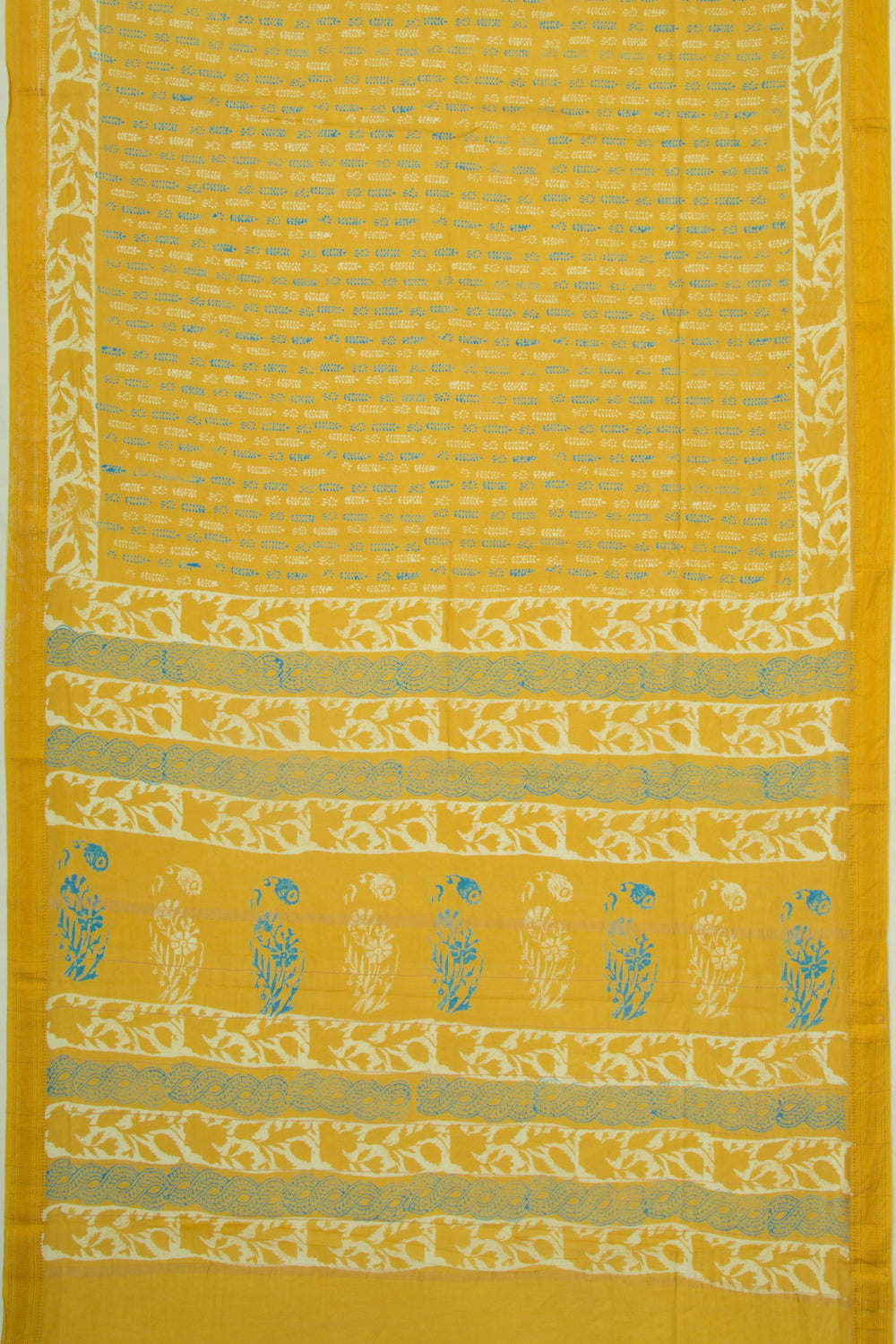 Chanderi Silk Batik Printed Yellow Saree
