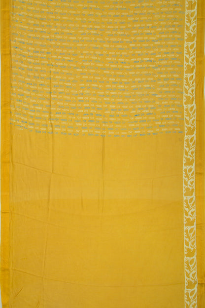 Chanderi Silk Batik Printed Yellow Saree