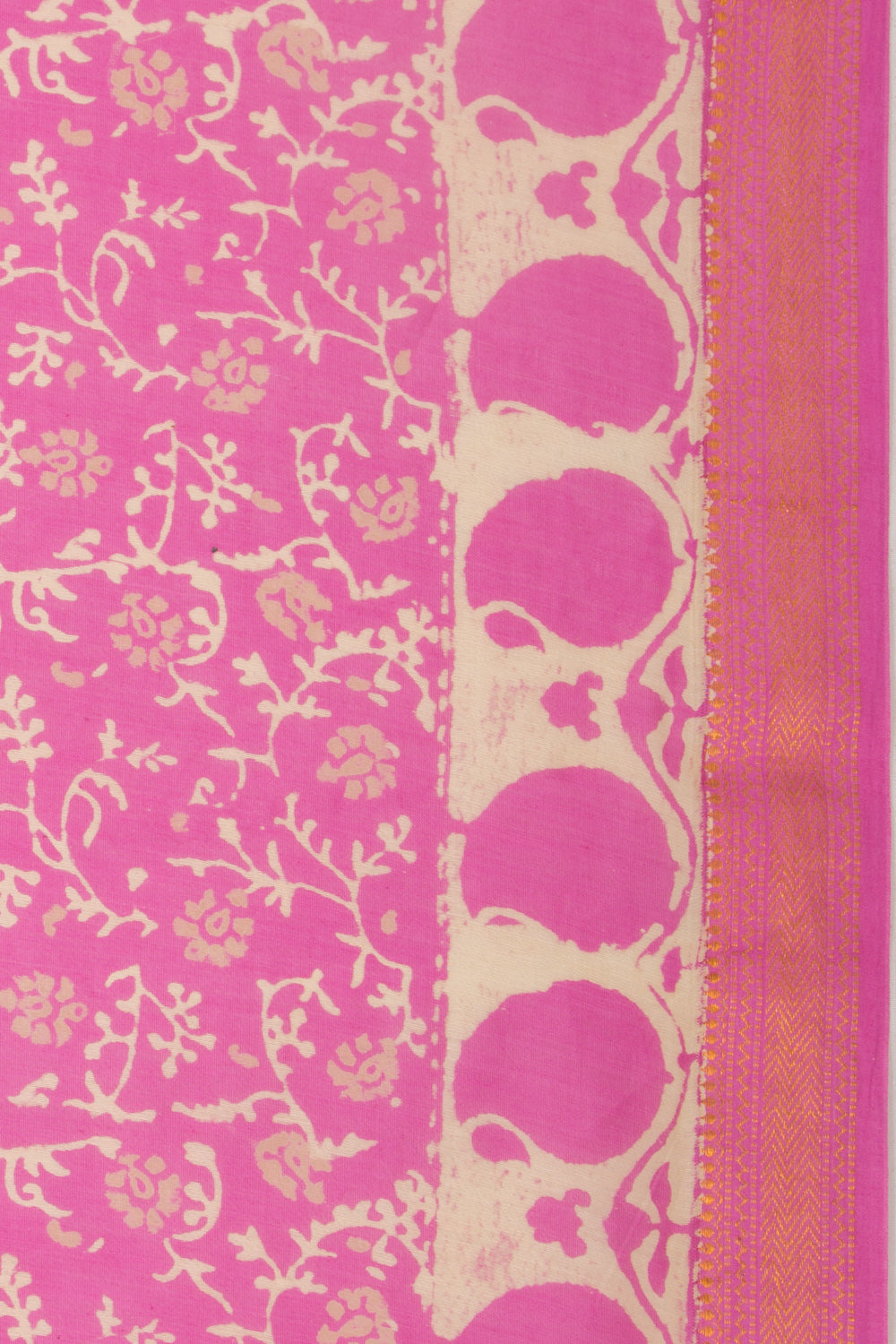 Chanderi Silk Batik Printed Pink Saree