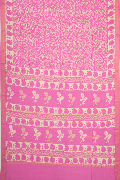 Chanderi Silk Batik Printed Pink Saree