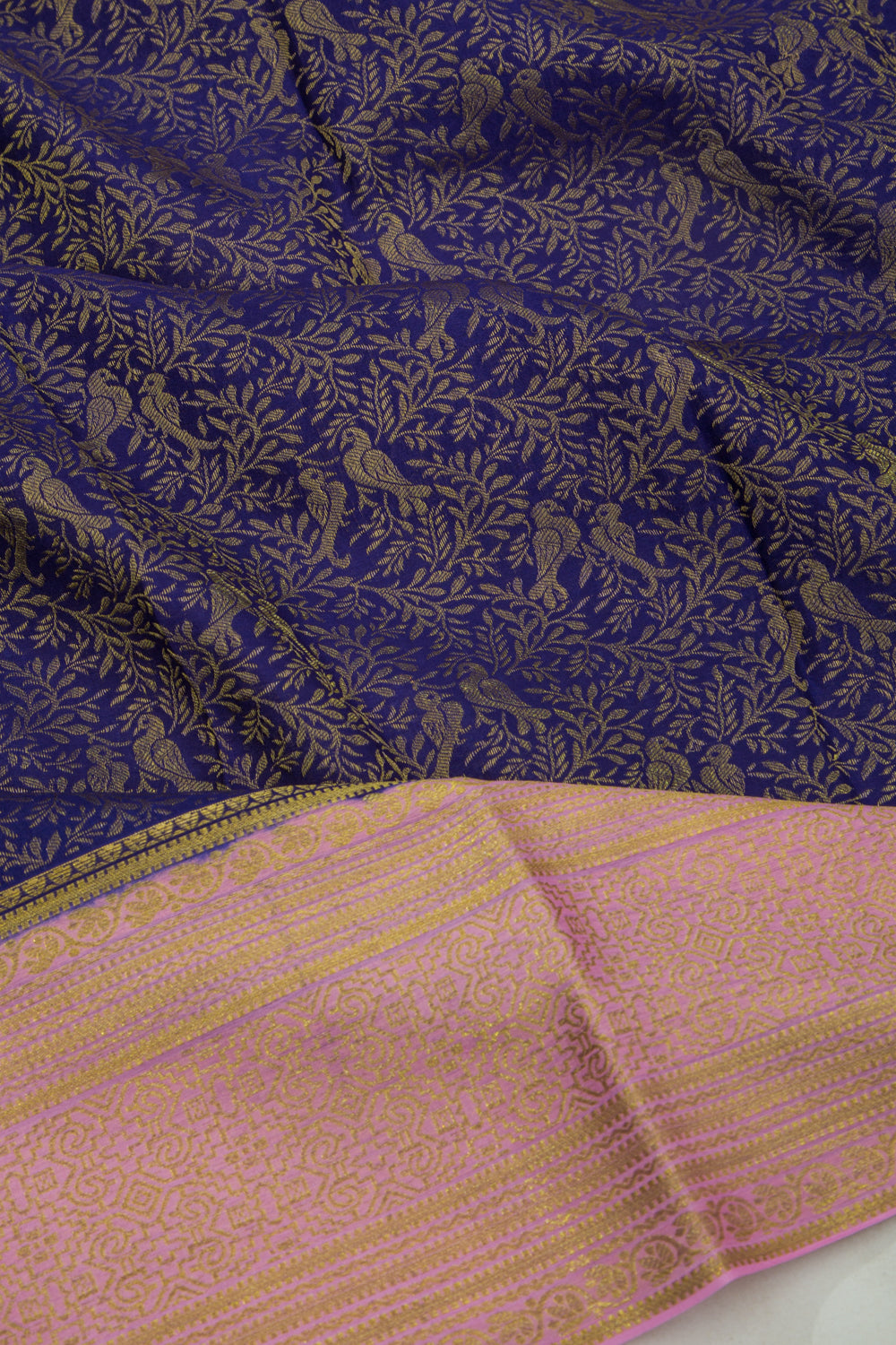 Binny Silk Brocade Dark Blue Saree