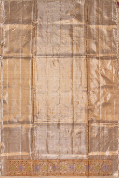 Kanchipuram Silk Tissue Butta Beige Gold Saree