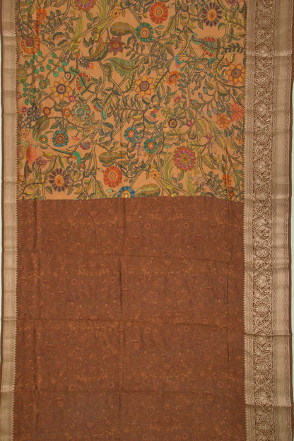 Chanderi Silk Floral Printed Cream Saree