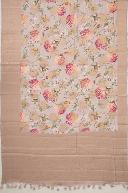 Chanderi Silk Floral Printed And Butta Lilac Saree