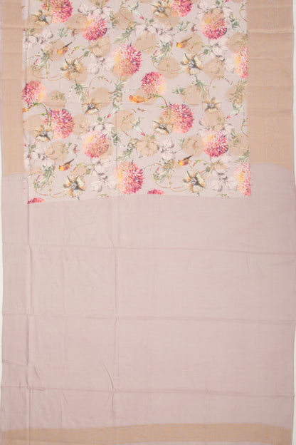 Chanderi Silk Floral Printed And Butta Lilac Saree