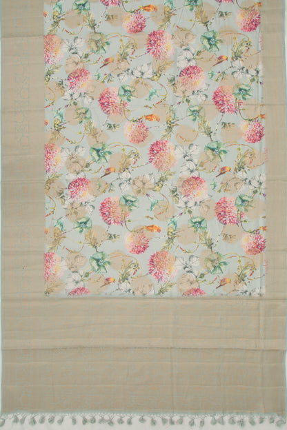 Chanderi Silk Floral Printed And Butta Pastel Green Saree