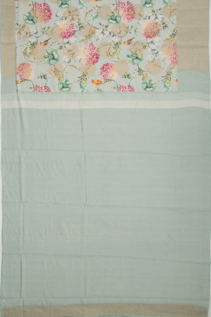 Chanderi Silk Floral Printed And Butta Pastel Green Saree