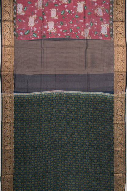 Organza Pichwai Printed Red Saree