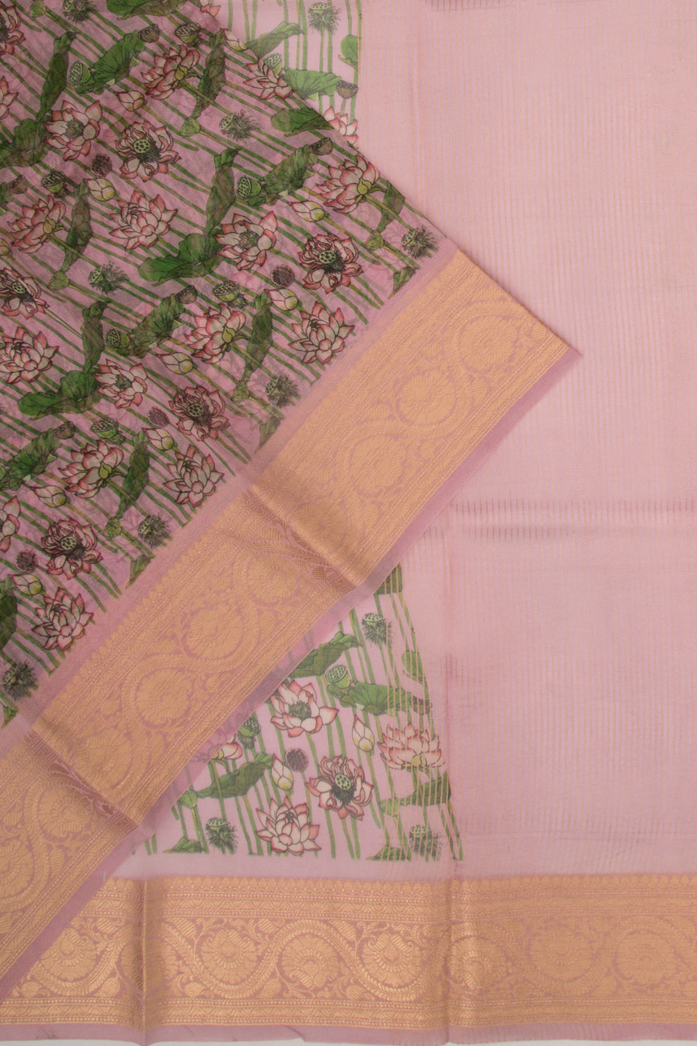 Organza Floral Printed Lavender Saree