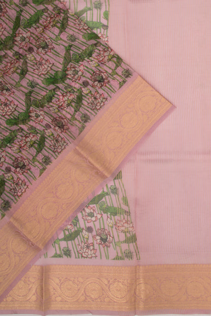 Organza Floral Printed Lavender Saree