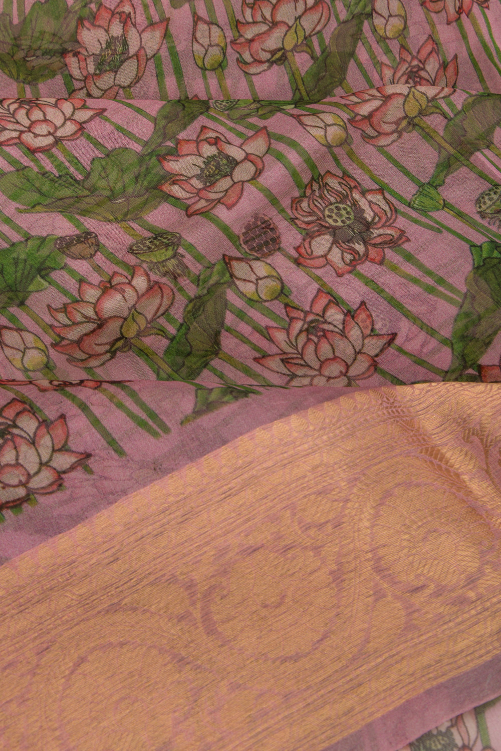 Organza Floral Printed Lavender Saree