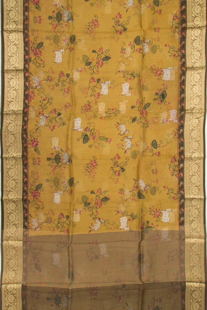 Organza Pichwai Printed Yellow Saree