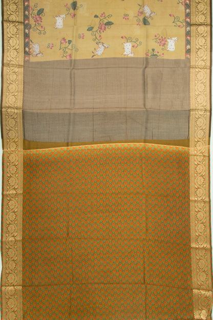 Organza Pichwai Printed Yellow Saree