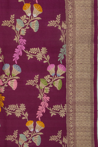 Banarasi Silk Kadwa Jaal Purple Saree